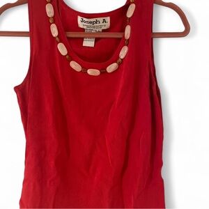 Joseph A Red Tank Top with Beaded Detail